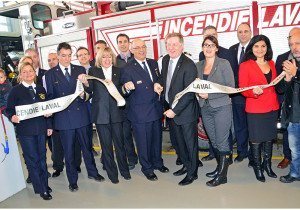 Mayor Marc Demers, Quebec Public Security Minister Francine Charbonneau, as well as officials from the Laval Fire Department and city hall helped cut the ribbon on Jan. 13 to officially open Laval’s new No. 2 fire hall in Chomedey.