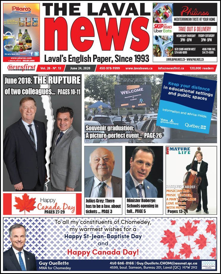This weeks issue front page of the Laval News.