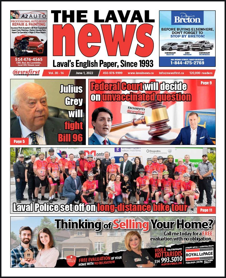 Front page of the Laval News.