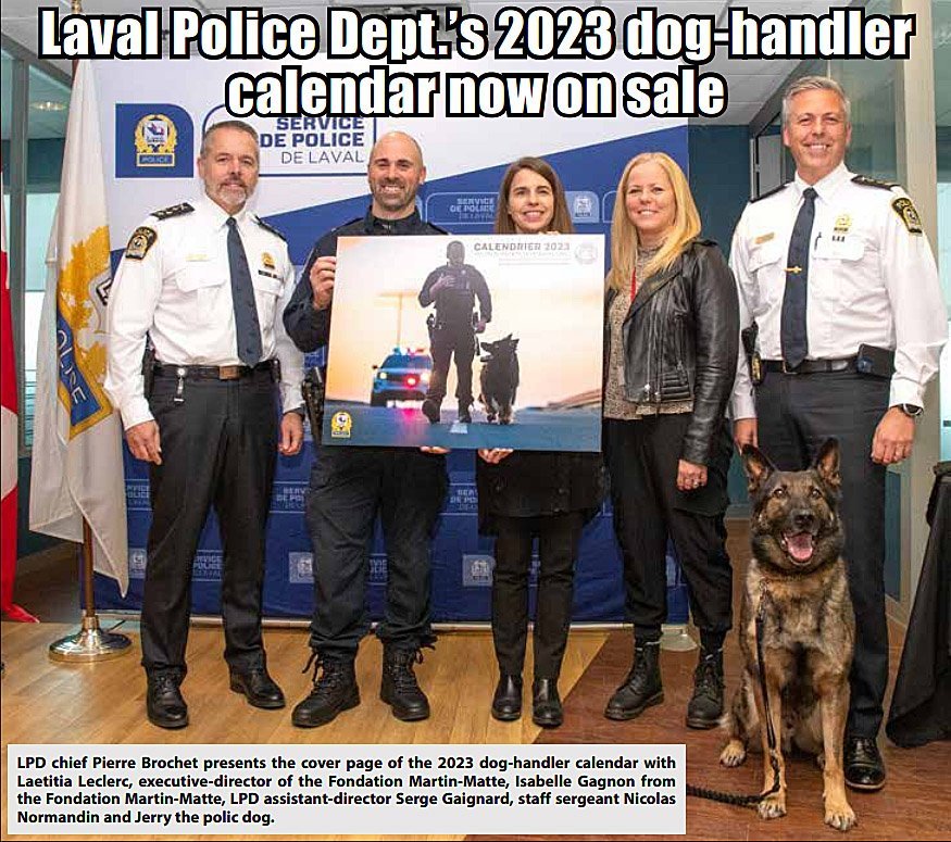 Laval Police Dept.’s 2023 canine calendar now on sale